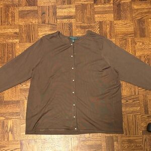 Ralph Lauren Brown Cardigan w/ Pearl Buttons